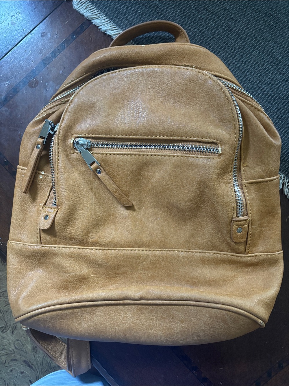 MMS  Tan Leather-Look Women's Backpack